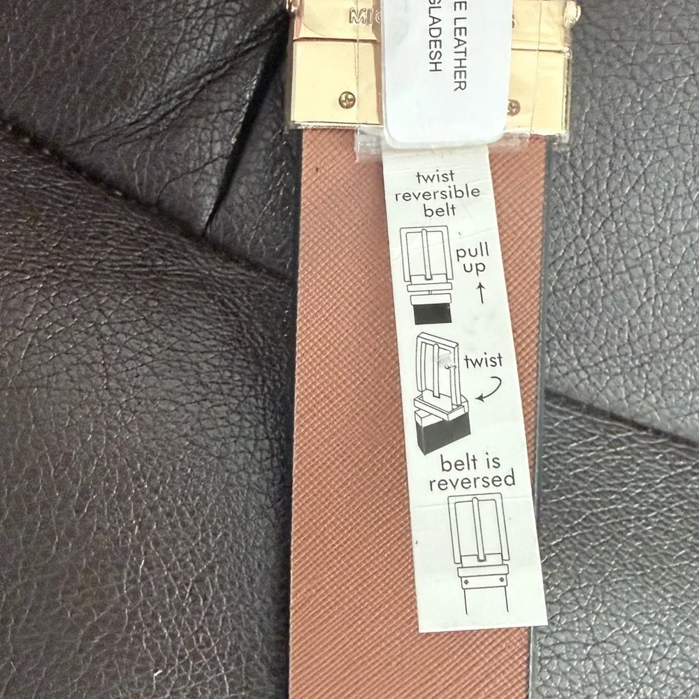 $68 Michael Kors Men's Belt with Gold MK Buckle genuine leather xl